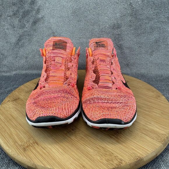 Nike Free TR Flyknit 5.0 Shoes Womens Size 7.5 Orange Pink Training 718785-800 - Picture 2 of 10